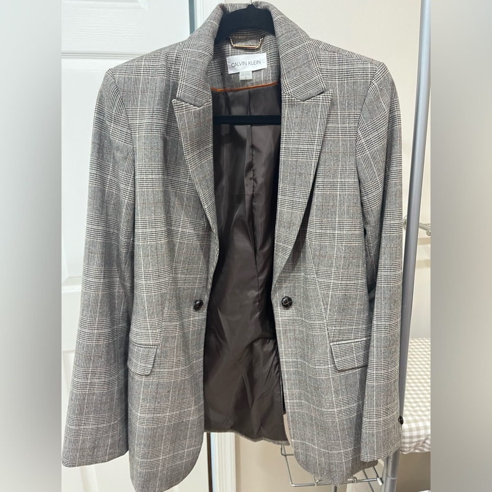 Calvin Klein Charcoal Checkered Women’s Blazer